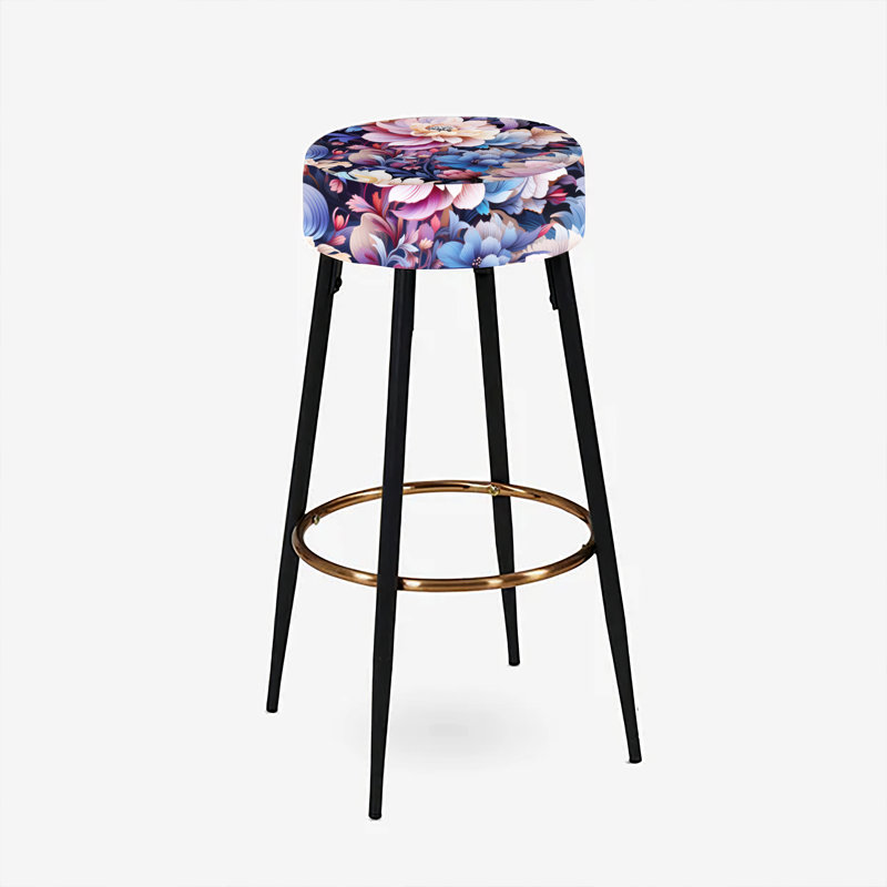 Ensemble de 2 tabourets de bar mauve à motif floral forêt enchantée