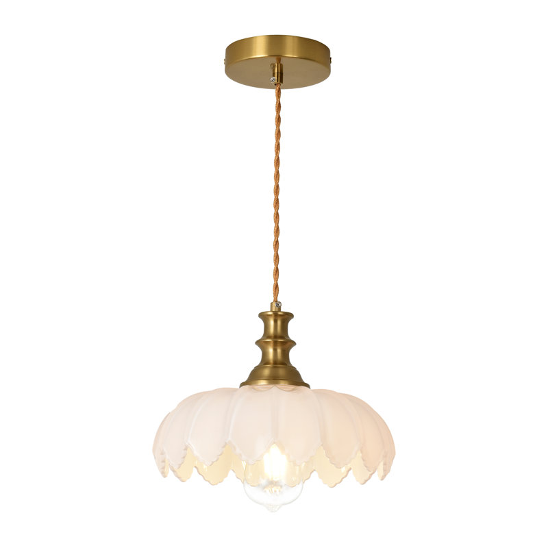 Junathean 1 - Light Gold Dome Pendant, Frosted White