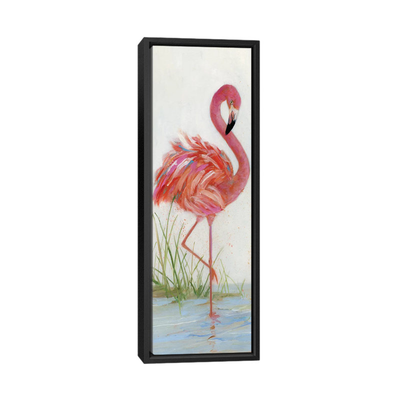 «Flamingo I», reproduction sur toile, H 36 po x l 12 po x P 1,5 po, Toile encadrée noire