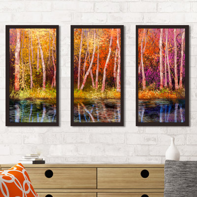 " Colorful Autumn Trees " 3 - Pieces