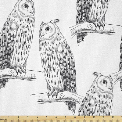 Defonta Sketch of Bird on Branch Multi-Purpose Fabric
