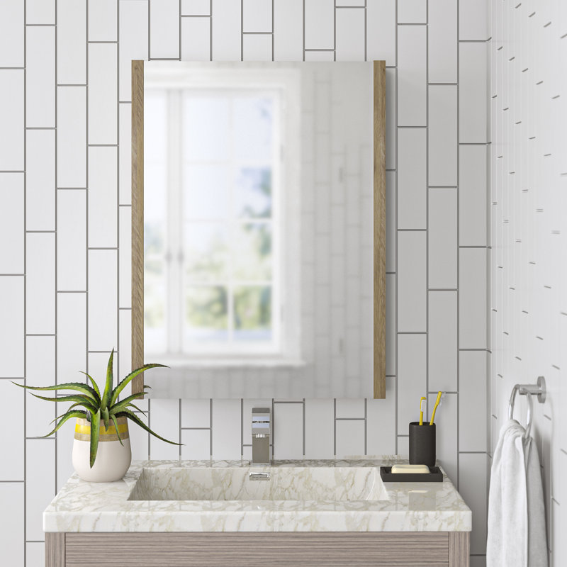Walker 500 mm W 800 mm H Surface Framed Mirrored Bathroom Cabinets 3 Shelves with Mirror, 80cm H x 60 cm W x 16cm D
