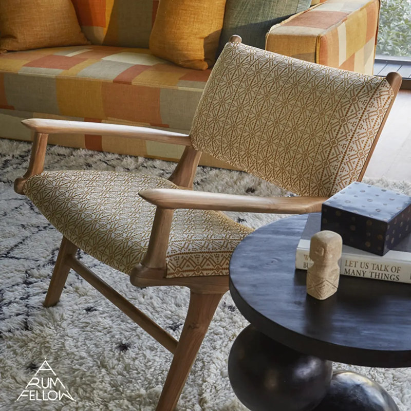 Schumacher x A Rum Fellow Poxte Hand Woven Fabric, Mostaza