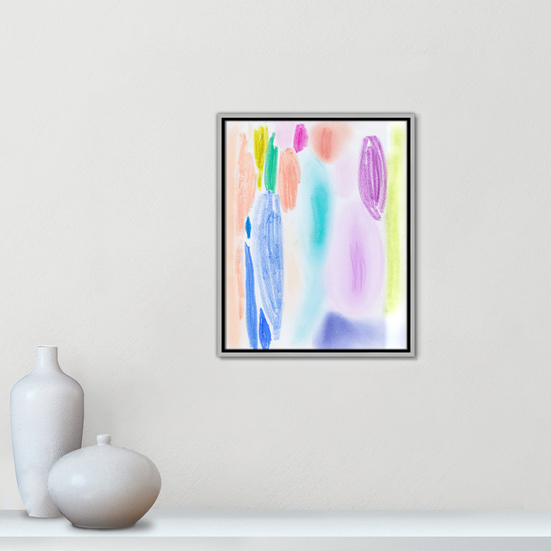 «Vivid Space II» par Bea Dina, Toile argentée avec cadre flottant, Pas de tapis, H 21,5 po x l 17,5 po x P 2 po