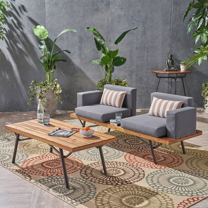 Causeuse d'extérieur avec table basse Canoga