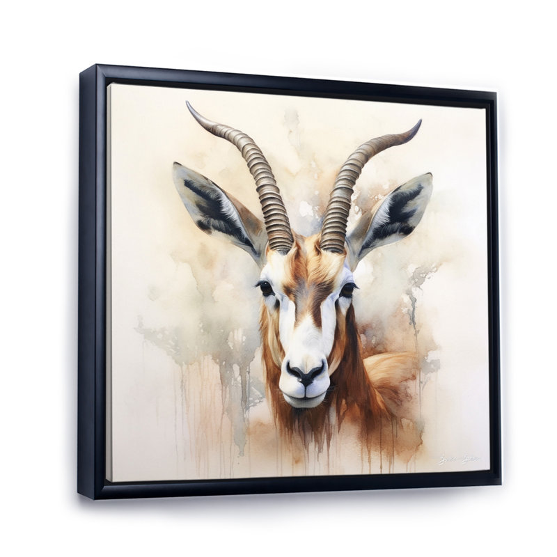 «Graceful Antelope VII» sur toile, Cadre flottant noir, H 16 po x l 16 po x P 1 po