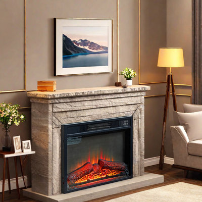 23" Black Electric Fireplace Inserts With 3d Adjustable Logs&flame, 1400w Infrared Electric Fireplace Inserts Heater Infrared Remote Control