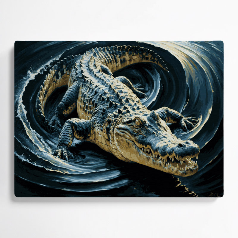 Faune, crocodile du Nil, art mural en métal gris, H 20 po x l 30 po