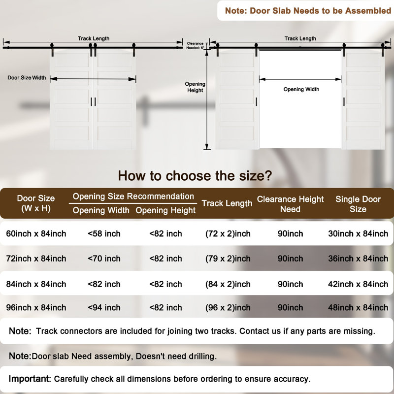 Porte de grange en bois manufacturé blanc massif à 84 panneaux H 84 po x l 96 po avec quincaillerie d'installation (2 portes et assemblage requis)