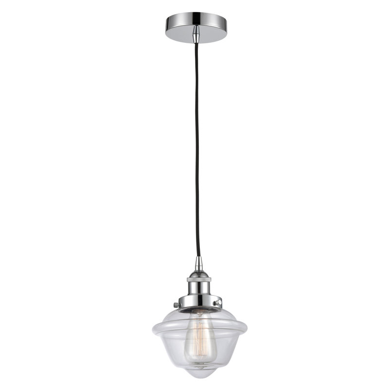 Luminaire suspendu 1 lumière Calliope, Transparent, Chrome poli