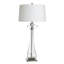 Daydream Glass Table Lamp - Nickel and Clear Textured Drop Design - White Shade