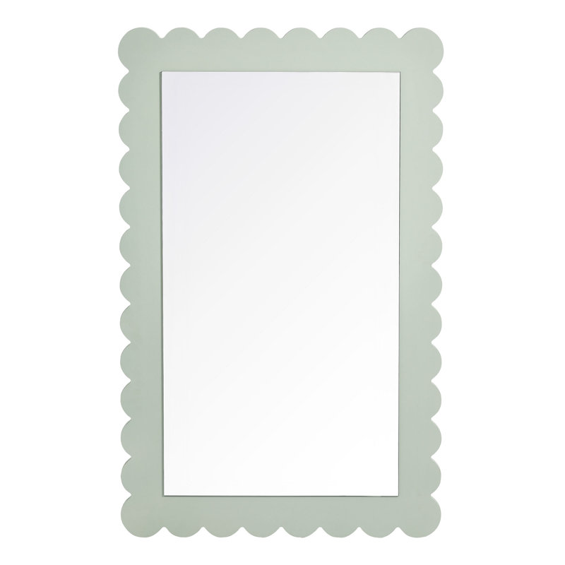 Emmeline Scalloped Rectangle Wall Mirror, 36.22" x 22.44", Sage