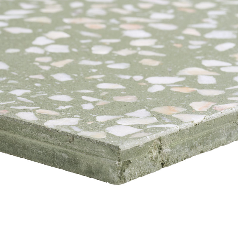 True Terrazzo 16x16 Polished Terrazzo Tile, Lisbon Green