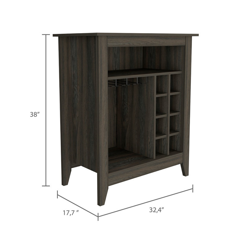 6-Bottle 1-Drawer 1-Shelf Bar Cabinet, Brown