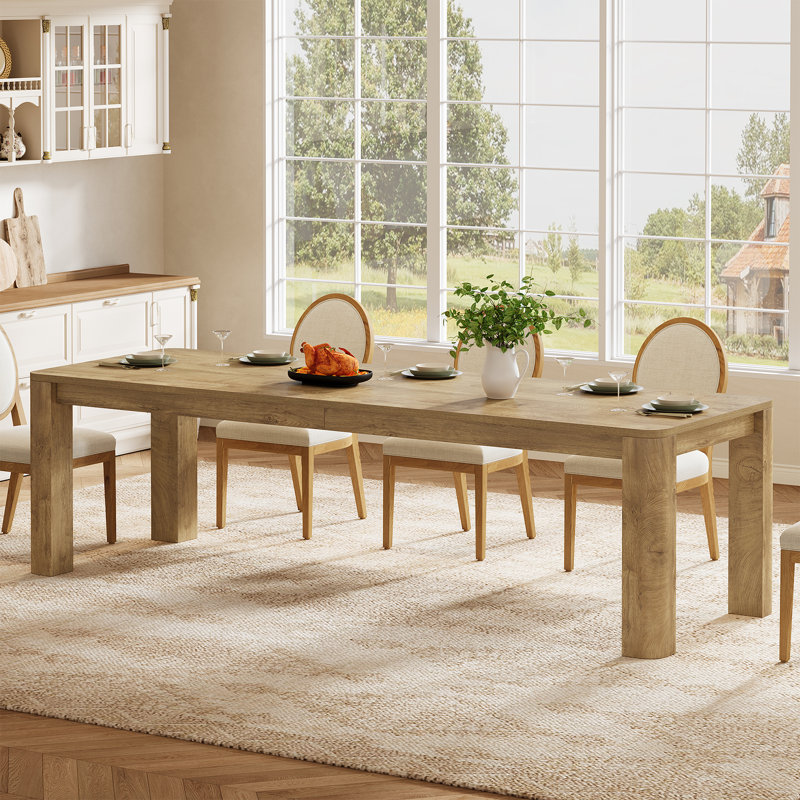 78.7-inch Long Dining Table For 6-8, Large Farmhouse Kitchen Table With Rounded Edges For Kitchen & Dining & Living Room