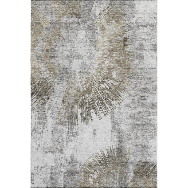 Premium Machine Washable Prisco Taupe Rug, Rectangle 8' x 10'