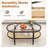 2-tier Coffee Table Tempered Glass Top With Pe Rattan Shelf & Acacia Wood Frame Black