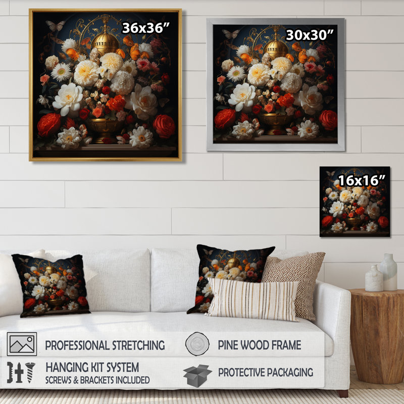 Reproduction d'art mural Renaissance Renaissance, Toile avec cadre flottant brun, H 16 po x l 16 po x P 1 po