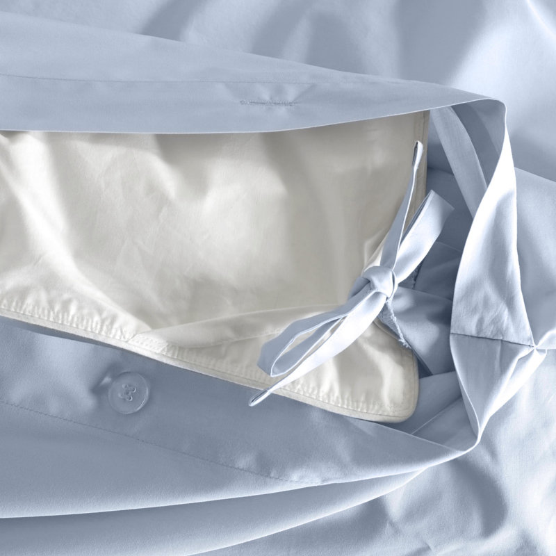 Clean Design Home T300 Percale Duvet Set, Twin XL Duvet Cover + 1 Standard Sham, Light Blue