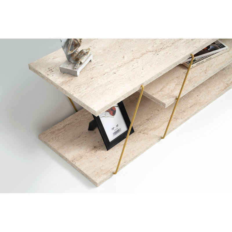 Kalune Design Unfinished TV Stand for TVs up to 50", White/Gold