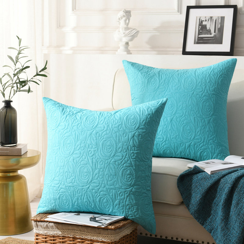 Green Microfiber Embroidered Euro Sham Covers 24x24