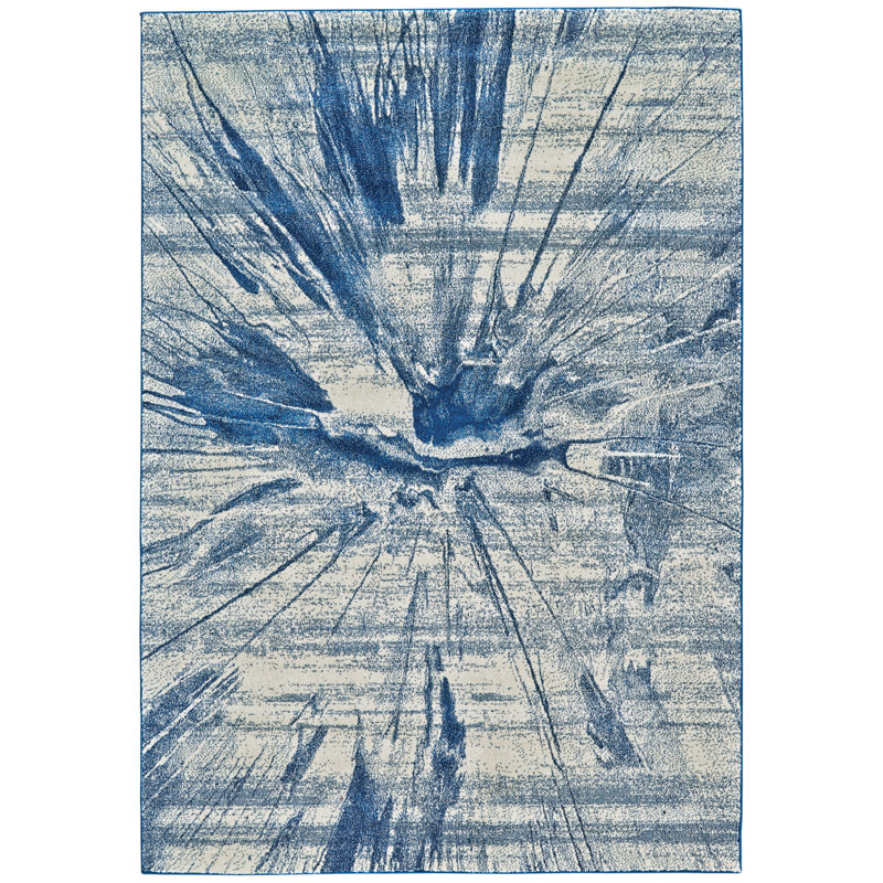 Aveneil Abstract Cobalt Area Rug, Rectangle 8' x 11'