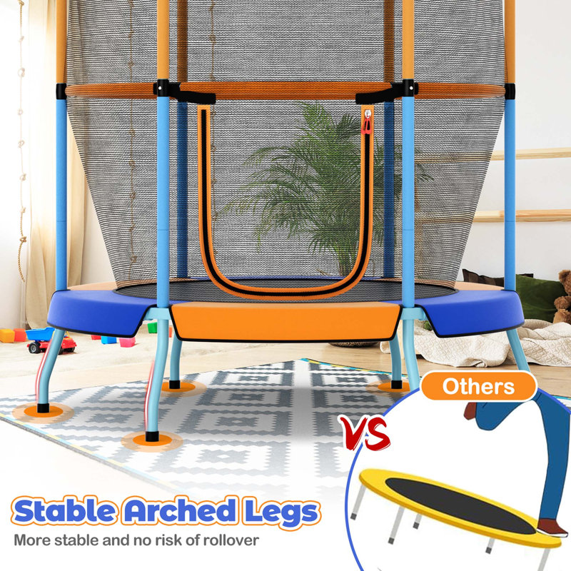 Costway Round Kid / Toddler Trampoline, Blue/Orange
