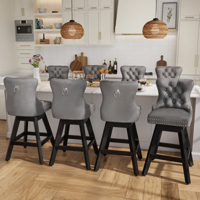 Modern Swivel Velvet Counter Height Bar Stools (Set of 8)