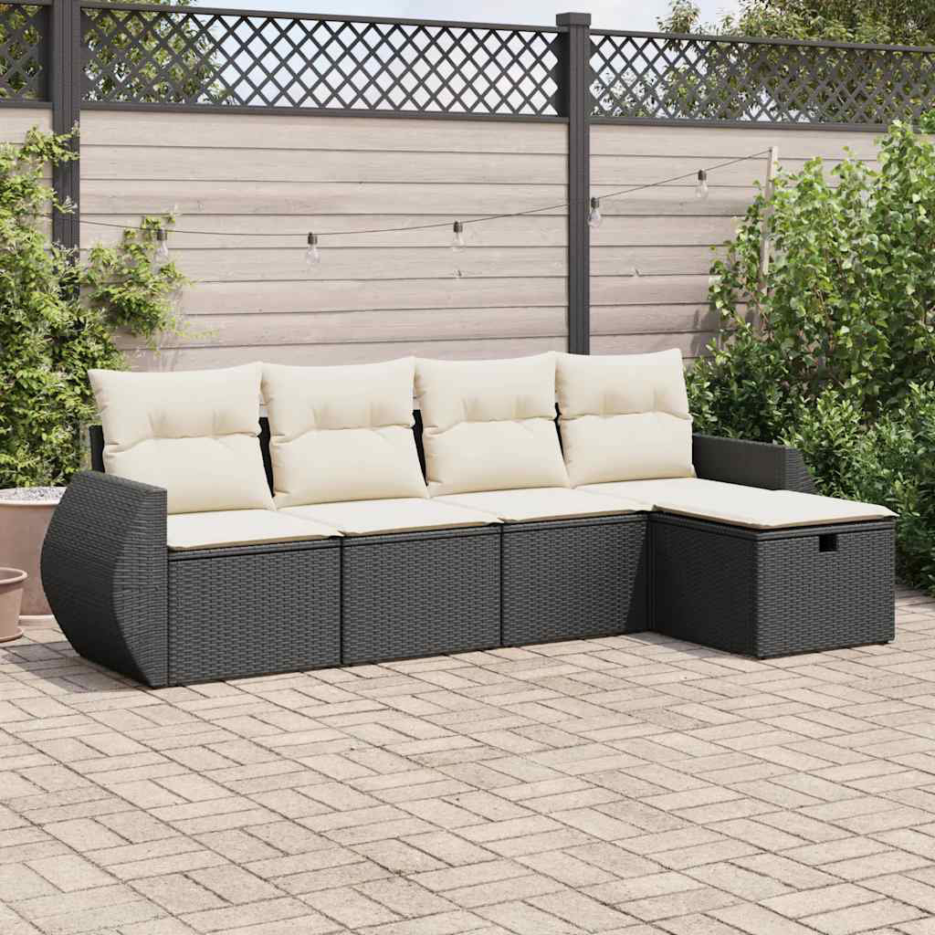 Vidaxl 5-Tlg. Garten-Sofagarnitur Mit Kissen Beige Poly Rattan