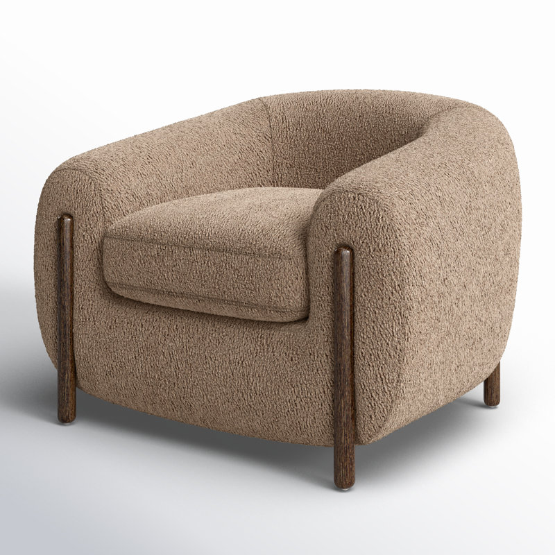 Lyla 38" W Polyester Blend Barrel Chair, Sheepskin Camel Sherpa