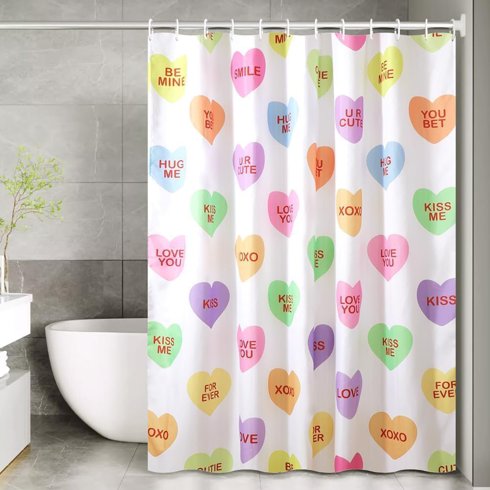 One Allium Way® Valentines Shower Curtain, Valentines Day Decor Candy