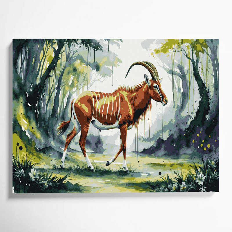 Faune bongo, art mural sur toile beige, H 8 po x l 10 po