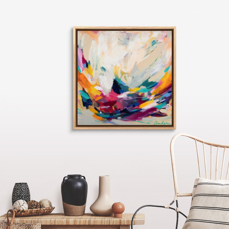 «New Beginnings» par Amira Rahim - reproduction sur toile, Toile avec cadre flottant, H 31,25 po x l 31,25 po, Naturel