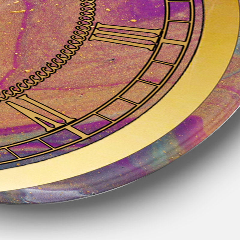 Horloge murale glamour or mauve et marbre bleu I, Petit