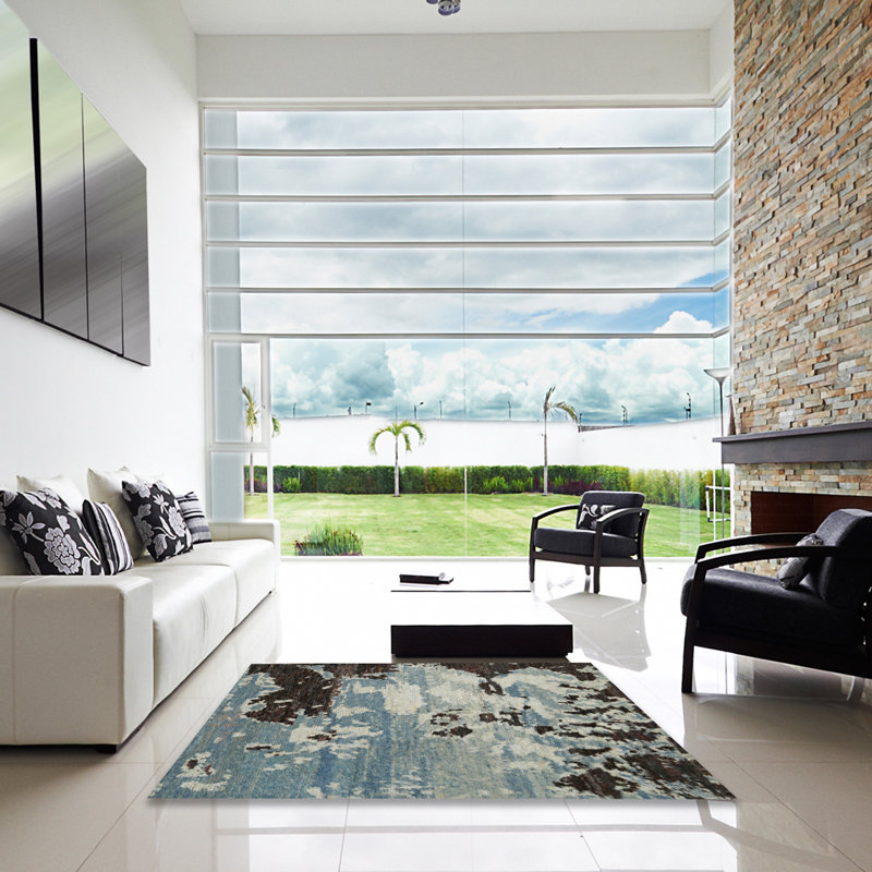 Wool Abstract Indoor Rug, Square 6'