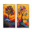 Ensemble de 2 œuvres d'art sur toile orange, branches de folklore orange Tree of Life III-1726554123-1726554132