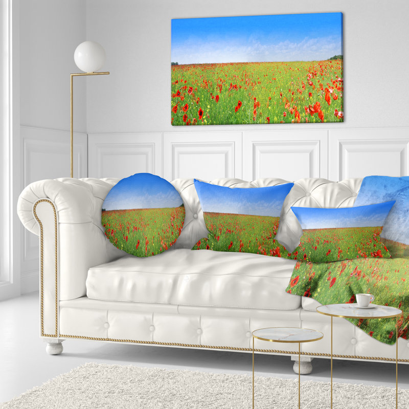 Coussin Poppy Meadow - paysage imprimé