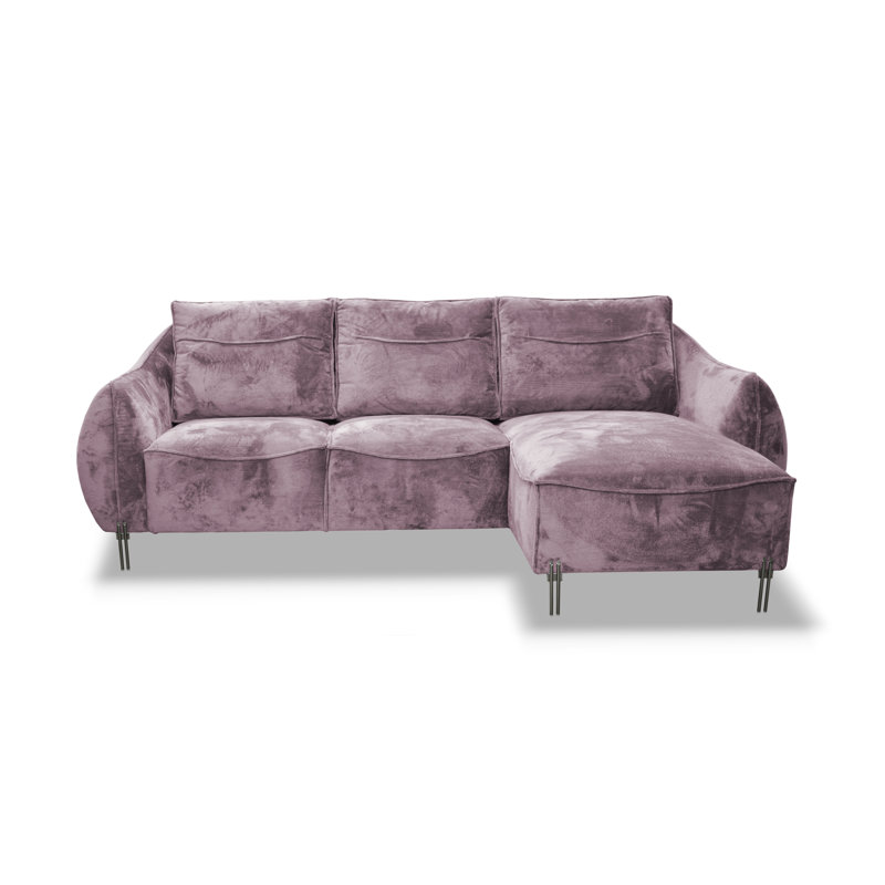 Adly 3 Seater Fabric Sofa & Chaise, Left Hand Facing, Pink