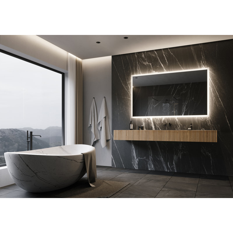 Rectangular Frameless Backlit Bathroom Vanity Wall Mirror