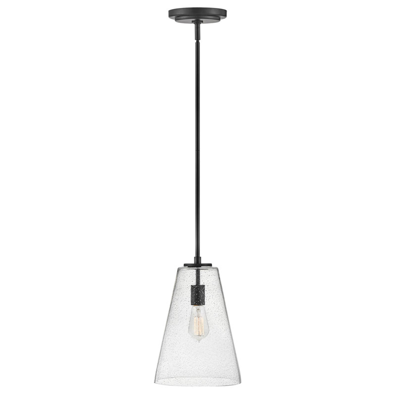 Luminaire suspendu conique à 1 lumière Evanne, Noir satiné