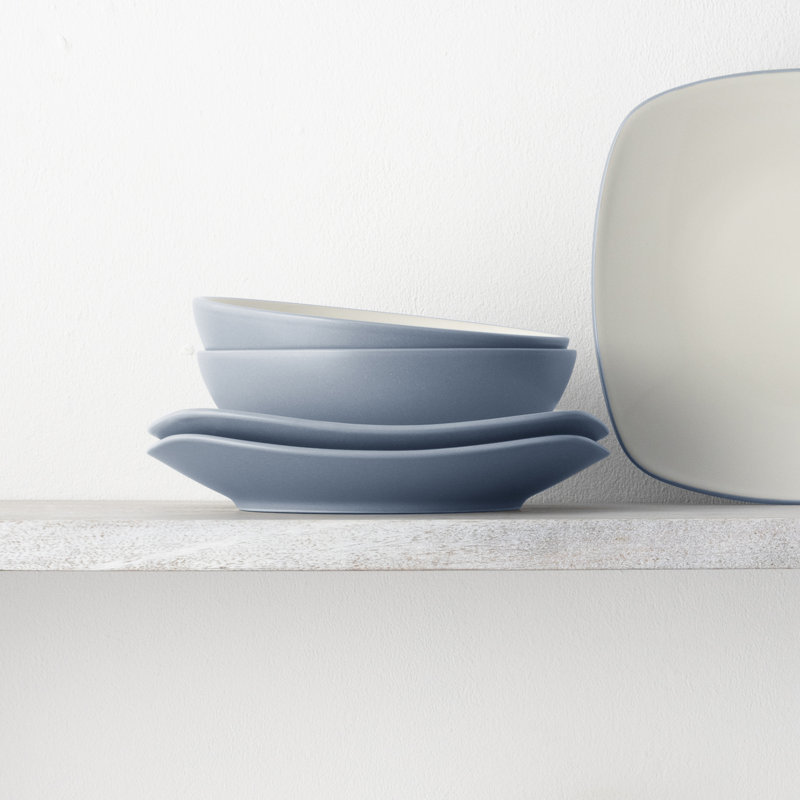 Noritake Colorwave 16-Piece Square Dinnerware Set, Service for 4, Ice