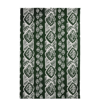 Tapis décoratif vert foncé géométrique