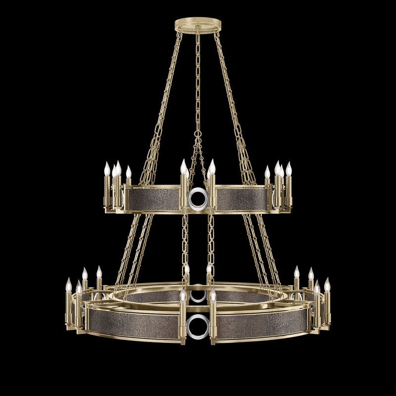 Mirage 24 - Light Chandelier, Pebble/Nickel/Soft Gold Leaf