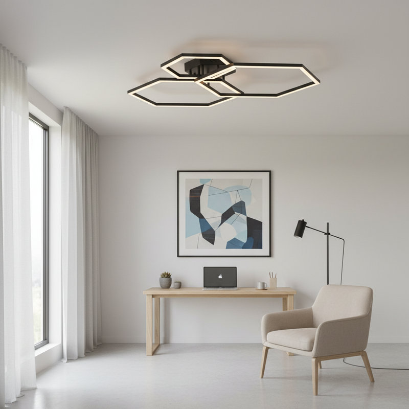 Vitolds 3-Light 40.2" LED Flush Mount Unique with Remote Control