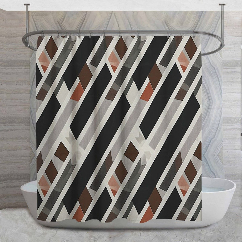 Rideau de douche rayé Cinde, H 73 po x l 70 po