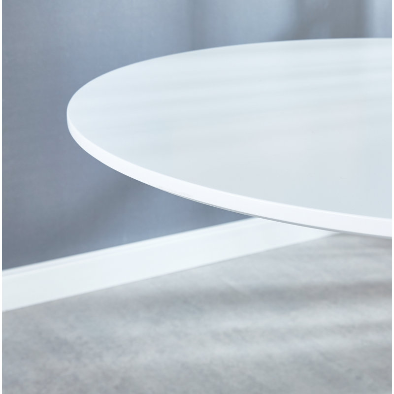 Table de salle à manger moderne en métal 31,59 po Bledion, Blanc, Blanc