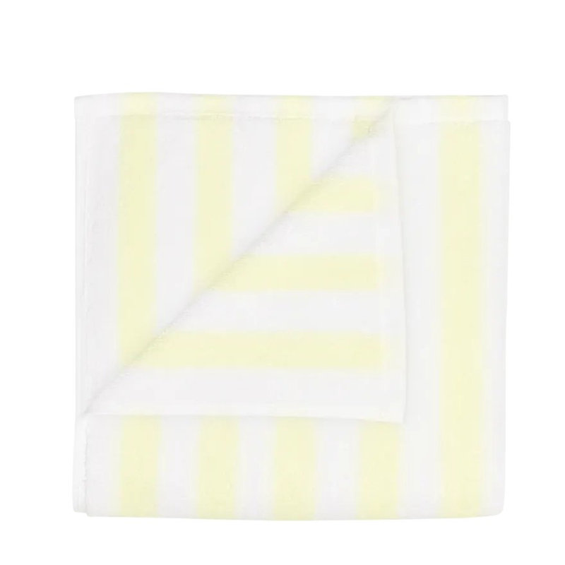 100% Cotton Hand Towel, White/Transparent Yellow Wide Stripe