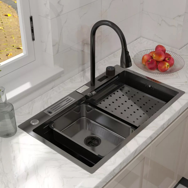 Évier de cuisine encastré 30 po avec robinet multifonction et affichage numérique