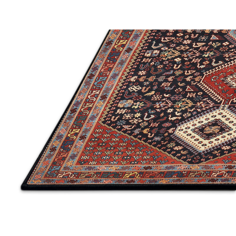 Tapis rouge / bleu marine Southwestern, Rectangle 5 pi x 7 pi