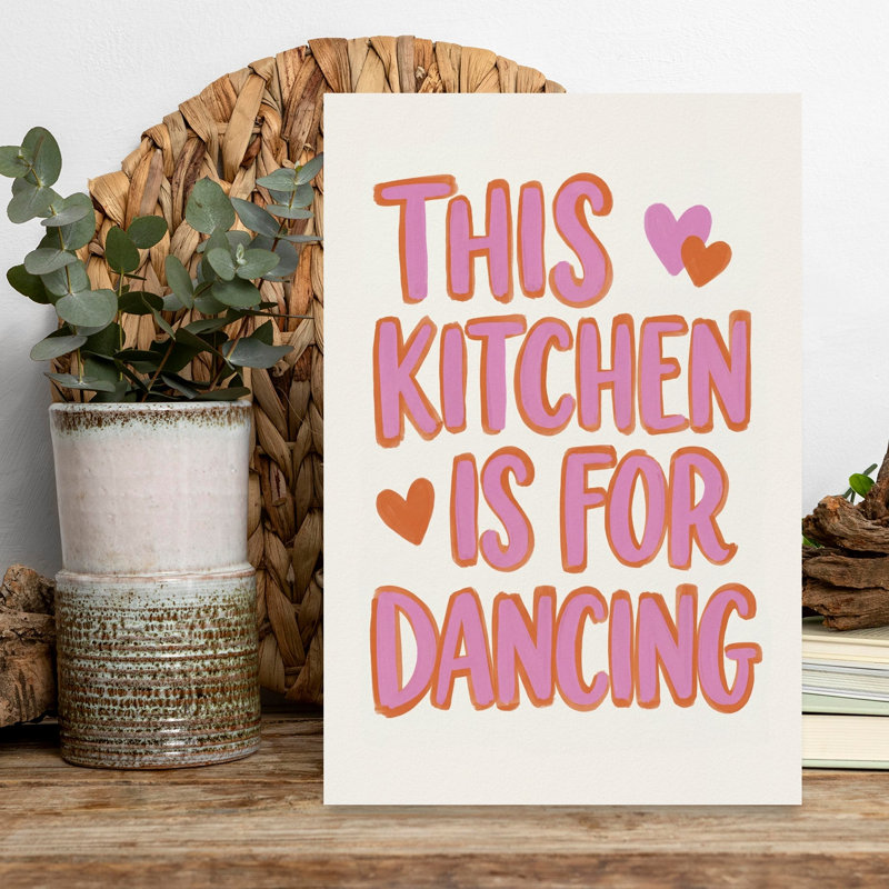 «Dancing Kitchen Heart», art mural coloré énergique et ludique, H 18 po x l 12 po